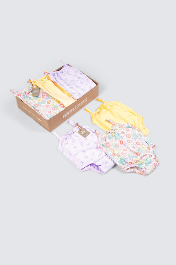 3 Pack Strappy Bodysuit Tropical A pack 1