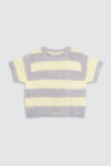 Oversized Big Stripe T-shirt Grey-Yellow – Depan