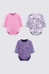 3 Pack Long Sleeve Bodysuit Bird Butterfly