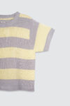 Oversized Big Stripe T-shirt Grey-Yellow – Depan