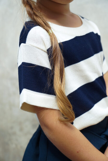 Oversized Big Stripe T-shirt Offwhite-Navy