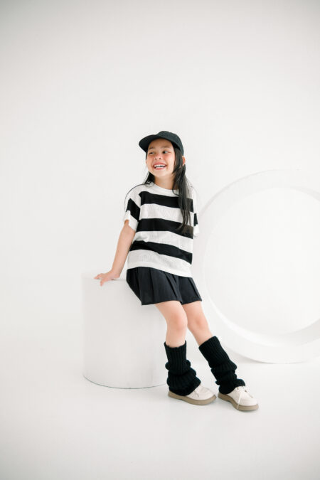 Oversized Big Stripe T-shirt White-Black