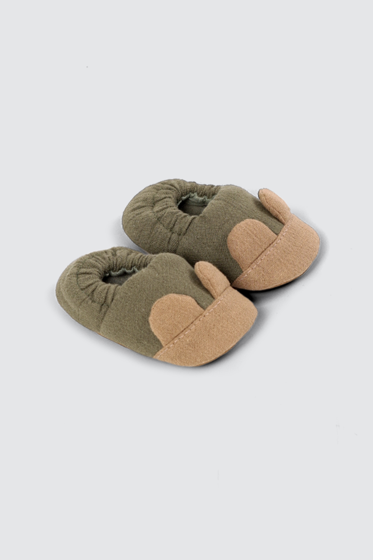 Crinkled Bear Baby Shoes Olive - 1 Green 1