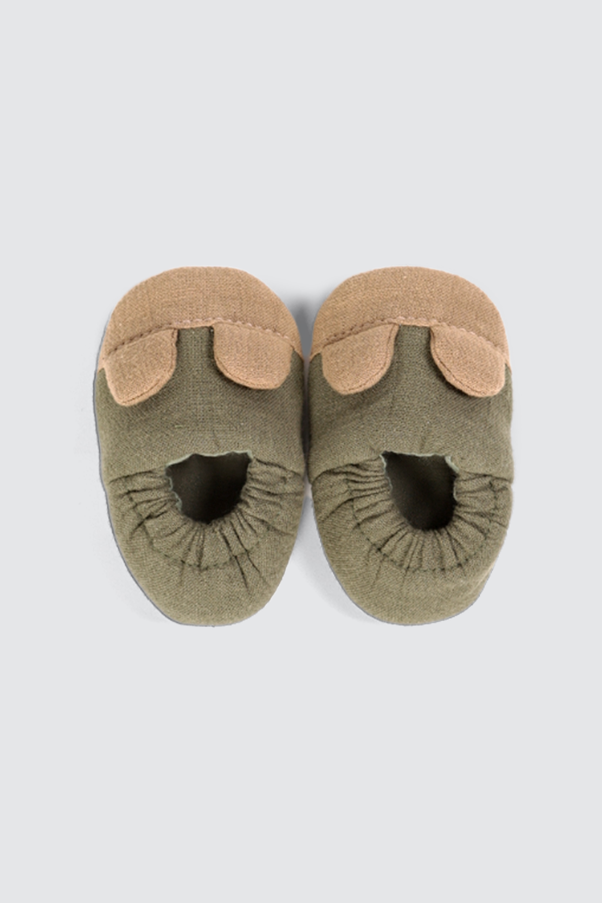 Crinkled Bear Baby Shoes Olive - 2