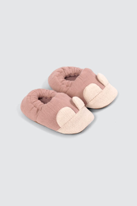 Crinkled Bear Baby Shoes Rosette