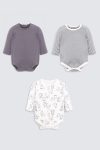 3 Pack Long Sleeve Bodysuit Mono Bear