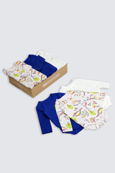 3 Pack Long Sleeve Bodysuit Multi Dino