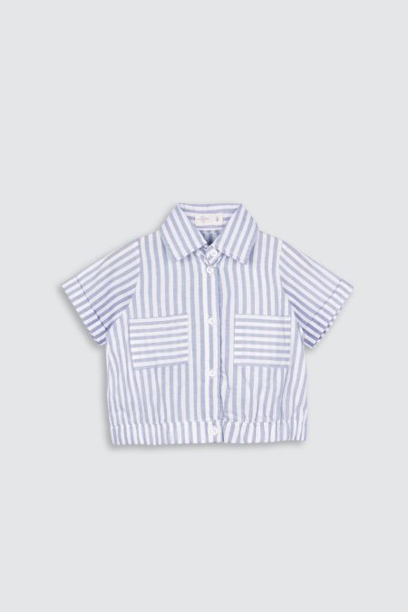 Mae Striped Crop Top Blue