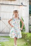 Nola Dress V.2 Pink Blue Flower On Model