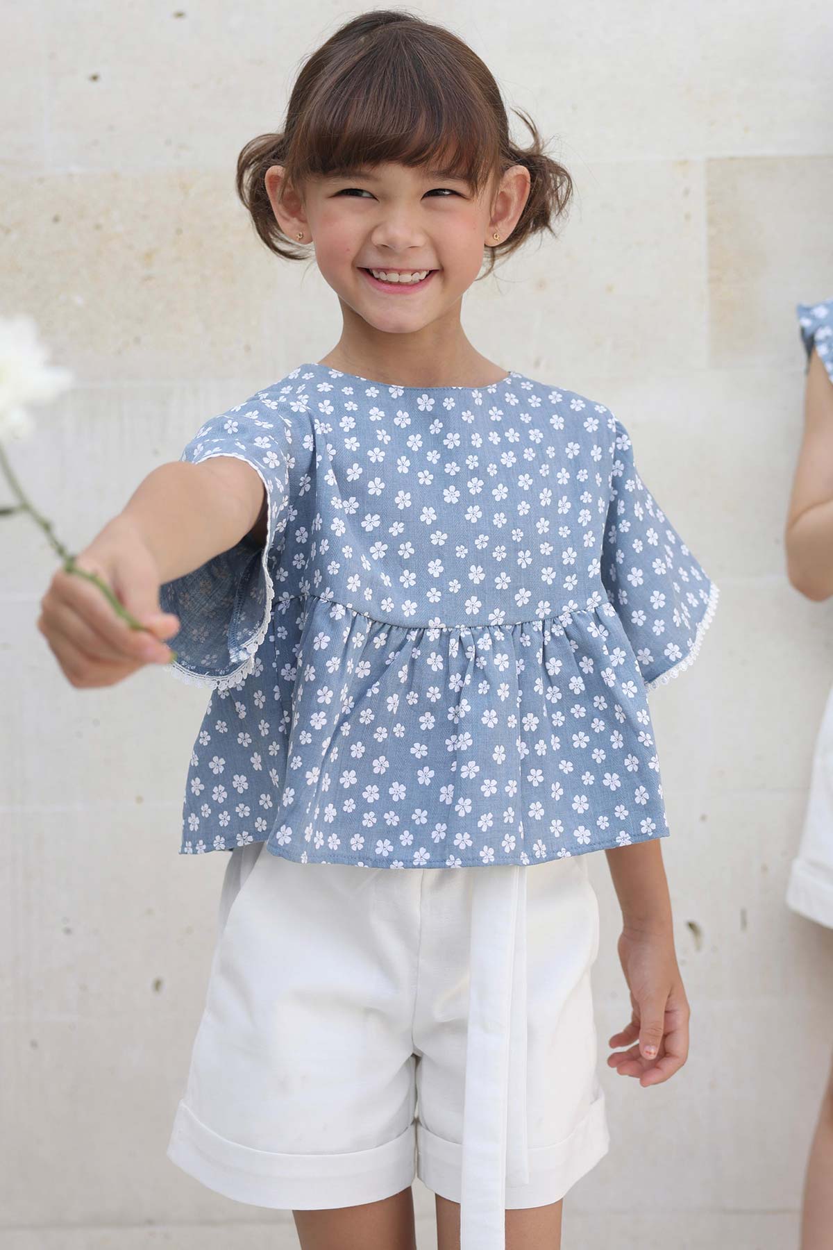 Alysa Denim Top - On Model 1 Onmodel 1