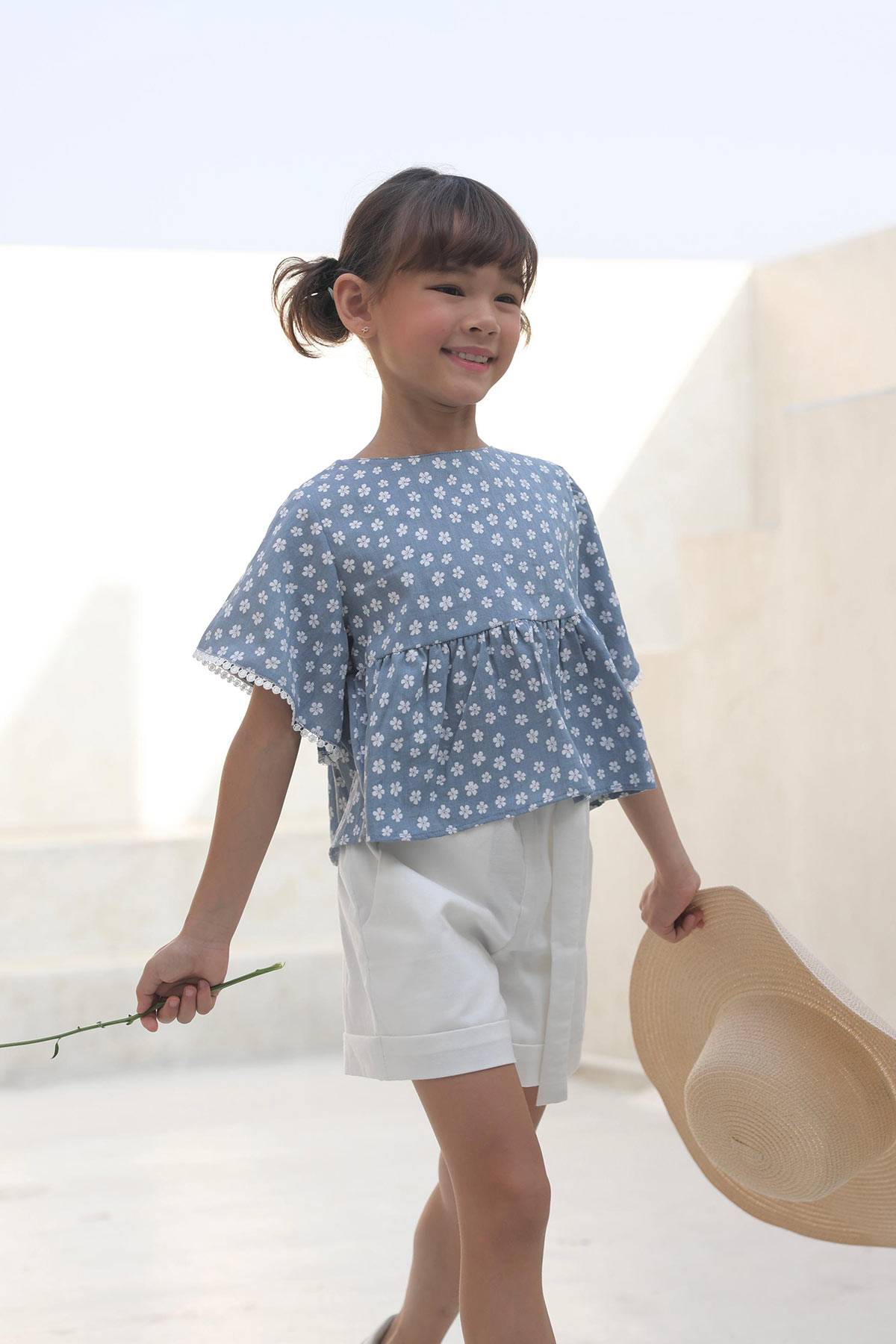 Alysa Denim Top - On Model 2