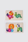 MIYU Montessori Puzzle Set of 2 3D Animal – Lion & Zebra Chicken & Caterpillar – 1
