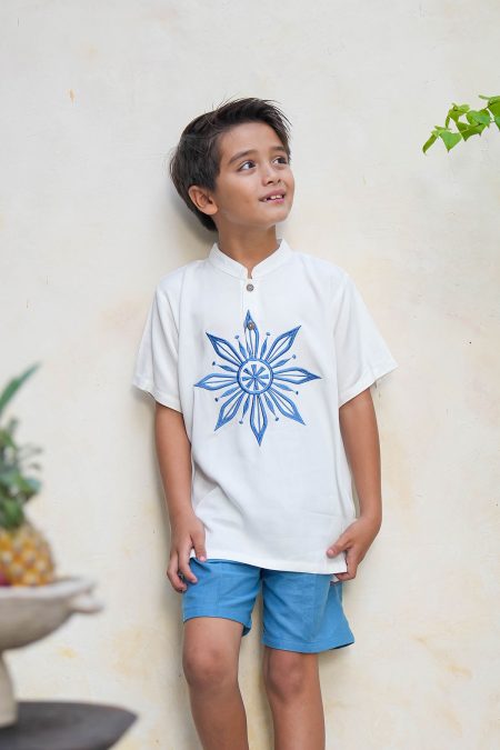 Rafi Set Short Pants White Blue