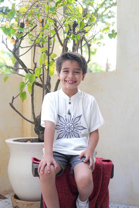 Rafi Set Short Pants White Grey