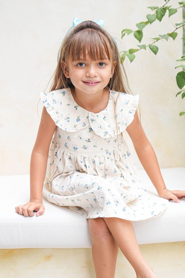 Ursulla Dress Blue Flower On MOdel 1