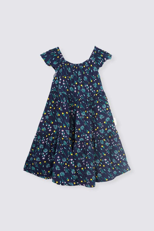 Nola Dress Flowery Navy Depan