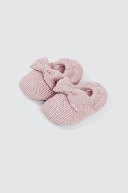 Little Bow Baby Shoes Blush Pink