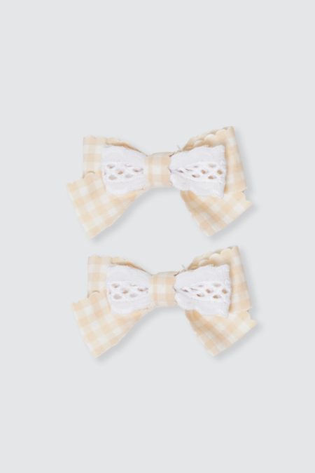 Fiene Bow Hairclip Pair Cream