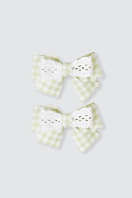 Fiene Bow Hairclip Pair Green