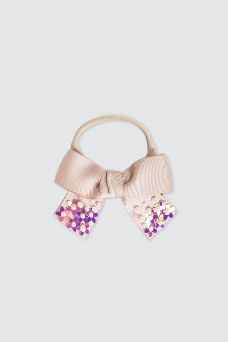 Hebe Bow Headband Nylon Nude White