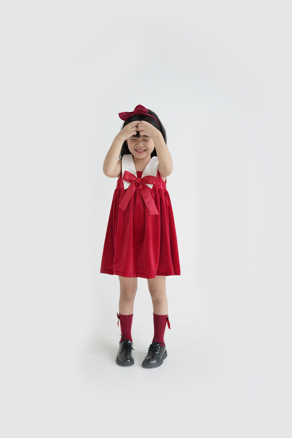 Noelle-Dress-Cherry-Red-model Noelle Dress Cherry Red model