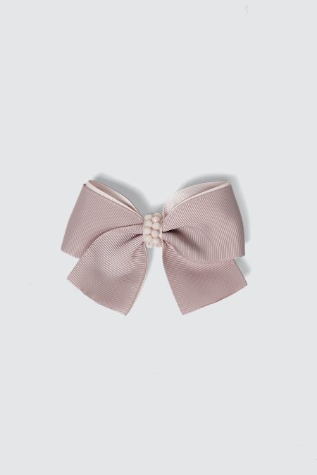 Mika Bow Grey Baby Pink Hairclip