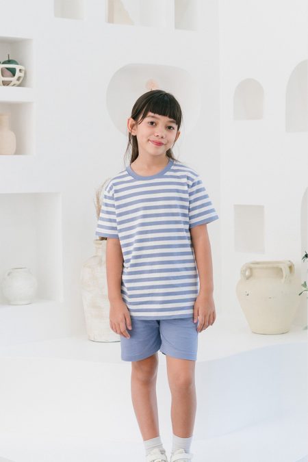 Cloud Basic Tees Dusty Blue Stripes